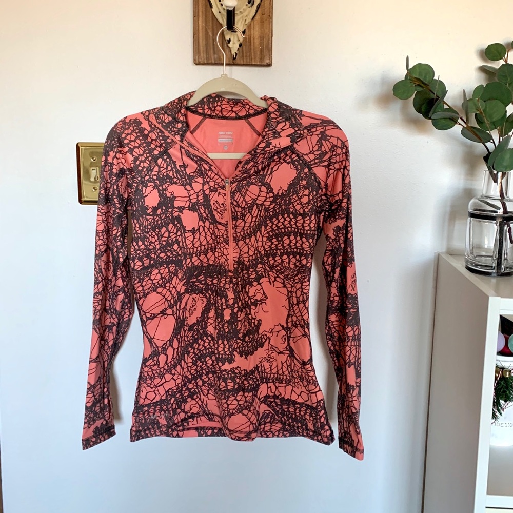 NIKE pink + gray fitted zip-up